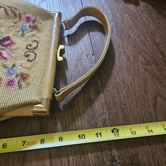 Hand Made Petit Point Needlepoint Floral Roses Tapestry Evening Bag Vintage Used - Picture 8 of 12